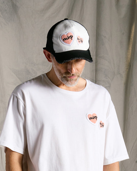 【Maison Honoré Paris × wjk】2-heart patch cut-off mesh cap