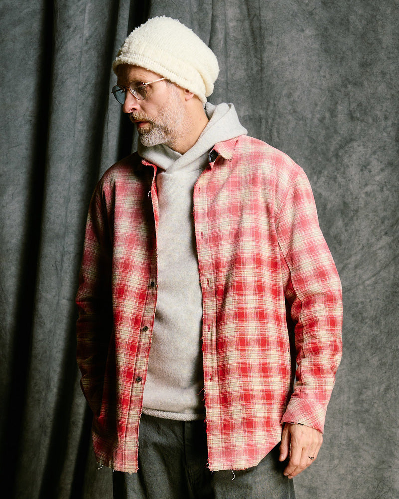 aging loose check shirt