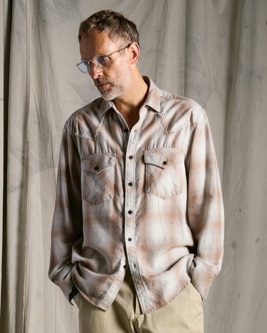 loose check western shirt