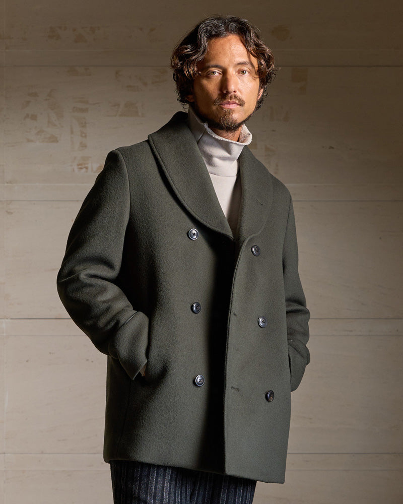 shawl collar half coat