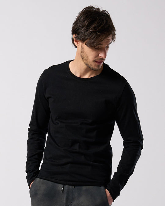 slim cut-off crew-neck L/S