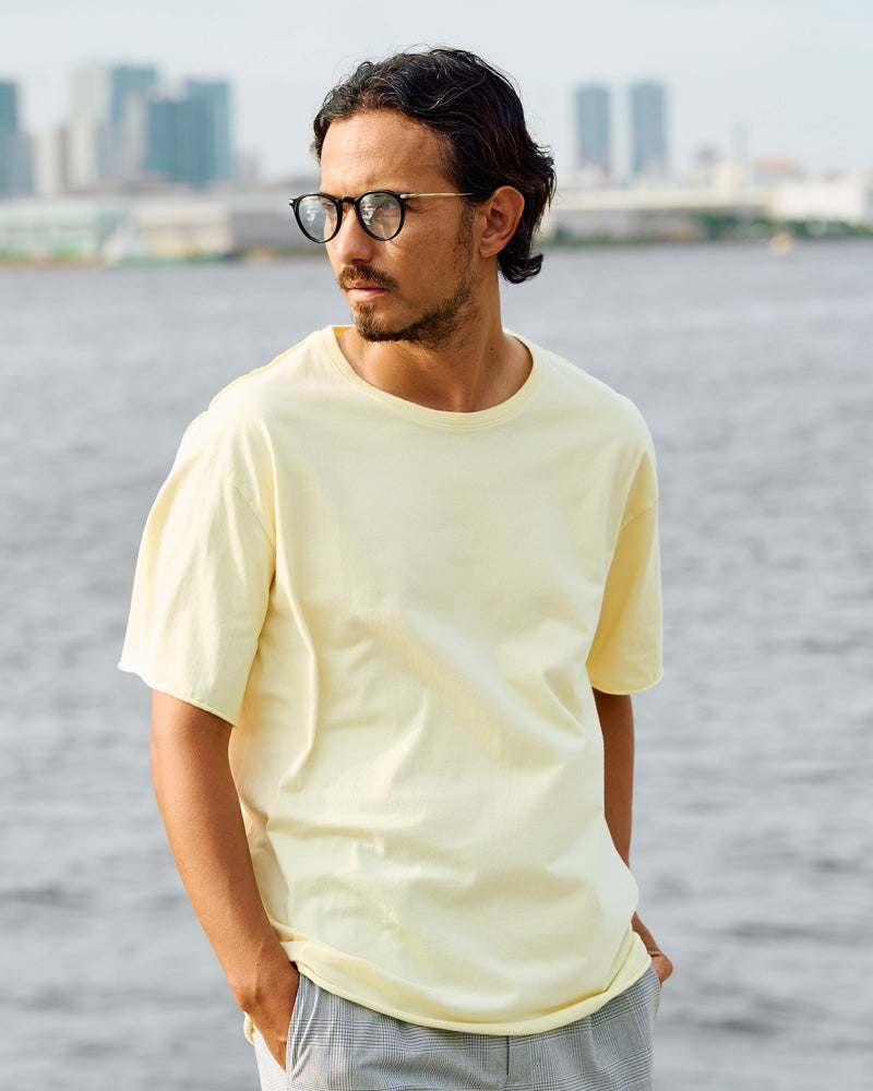 wide cut-off crew-neck S/S