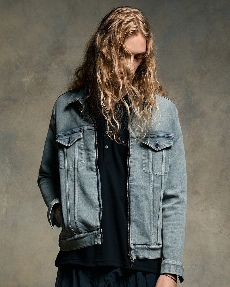 denim zip blouson