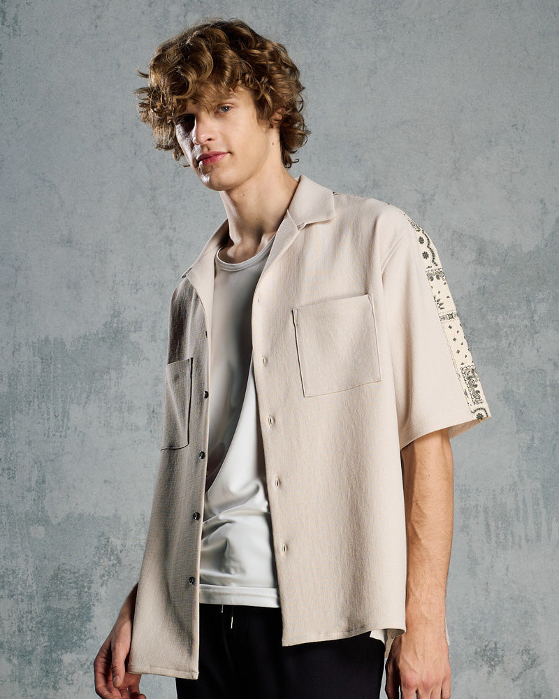 bandana print panel open shirt – wjk online store