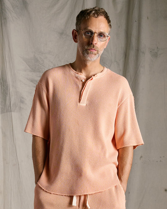 hard dry waffle fly-front henley S/S