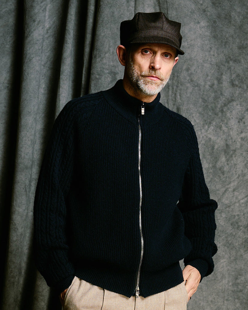 lomond×powder zip-up knit