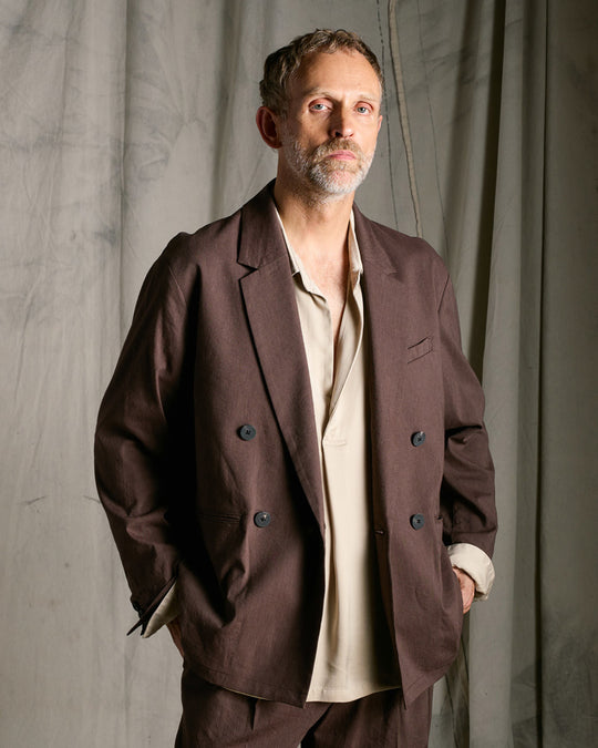 viscose linen double-breasted jacket