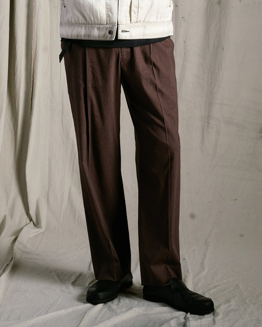 viscose linen semi-wide slacks