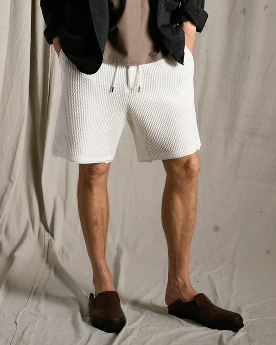 textured knit shorts