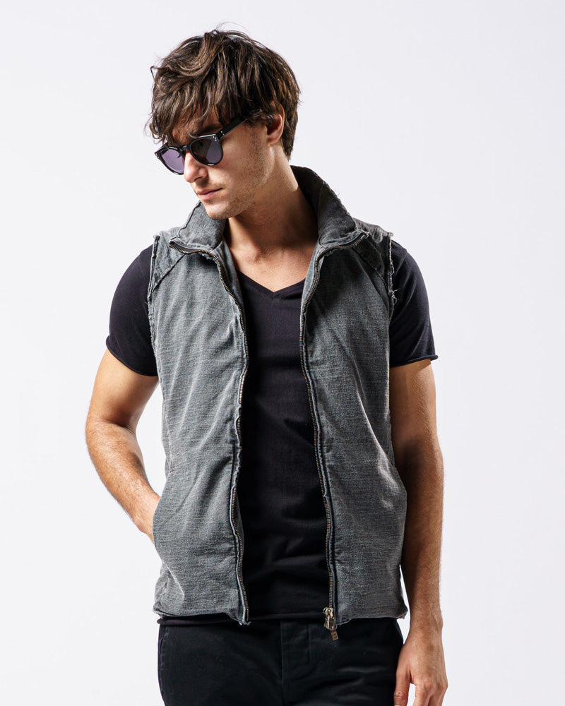 cut-off stand collar vest