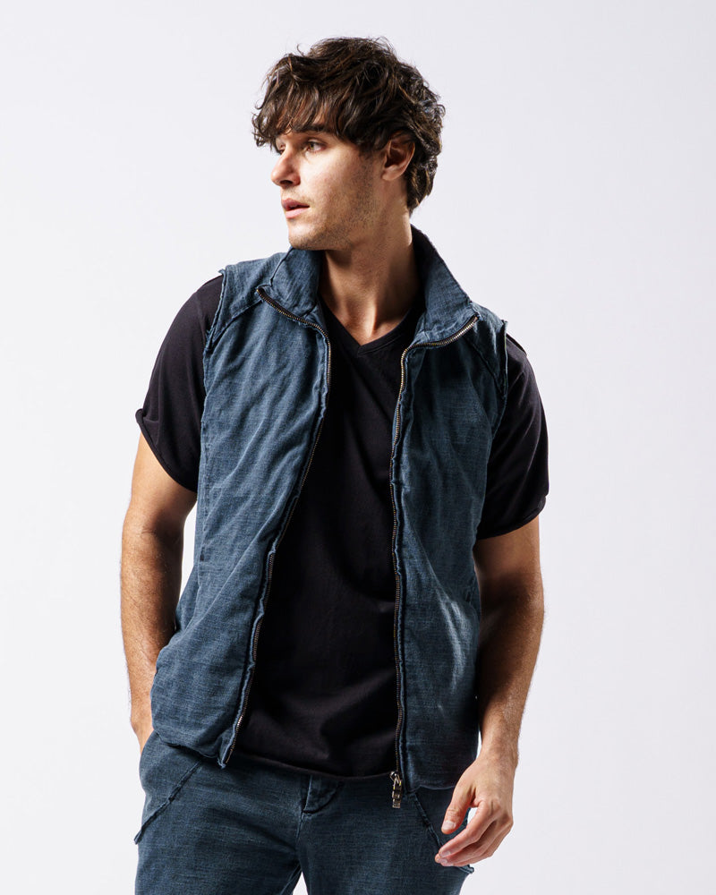 cut-off stand collar vest