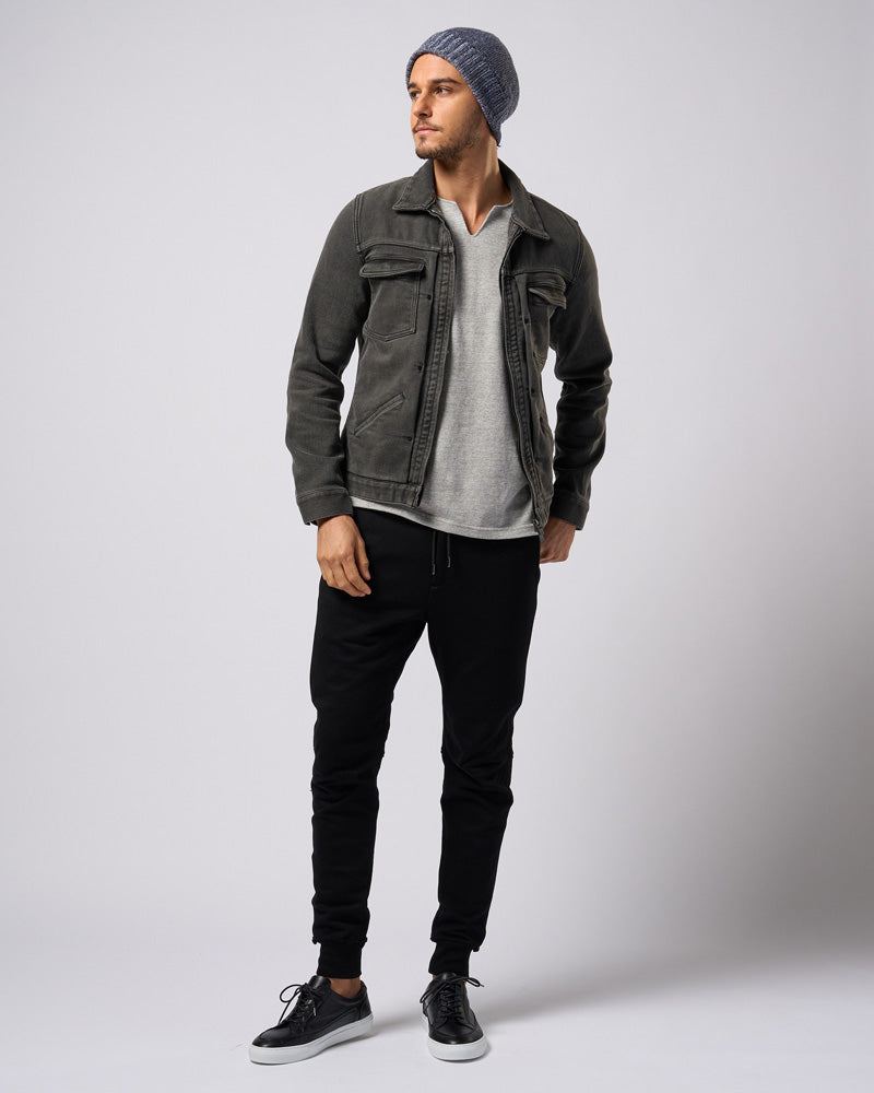 denim jersey zip blouson