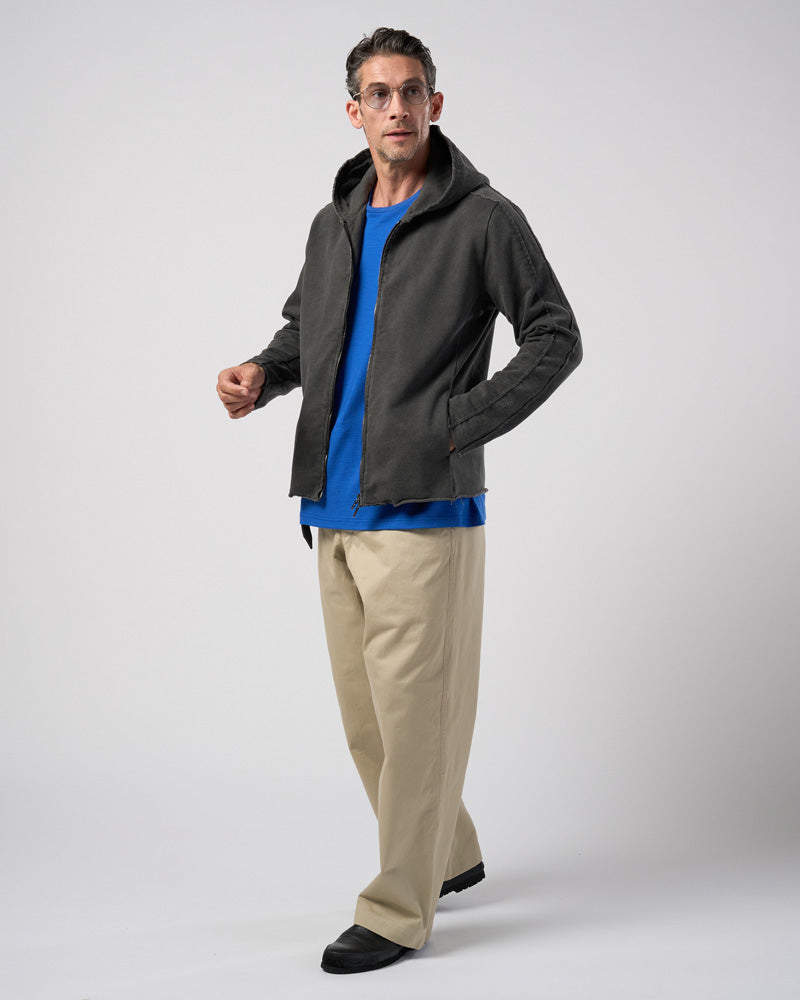 compact urake cut-off line zip hoodie