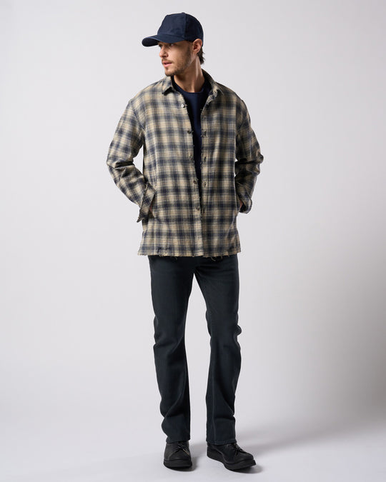 aging loose check shirt
