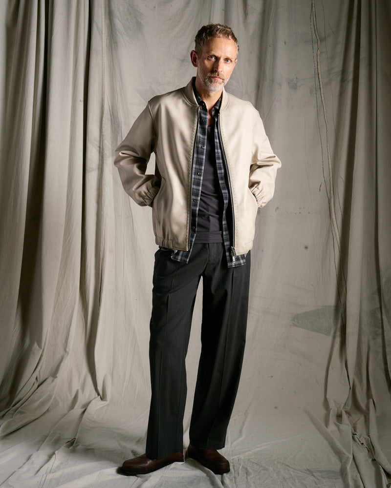 viscose linen semi-wide slacks