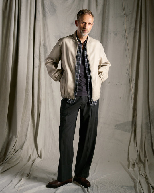 viscose linen semi-wide slacks