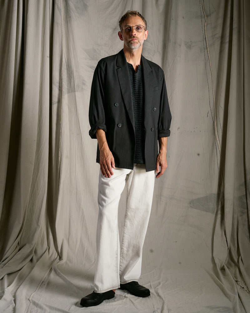 viscose linen double-breasted jacket