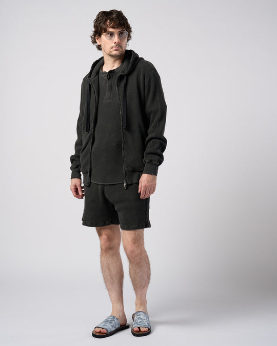 hard dry waffle damage zip hoodie