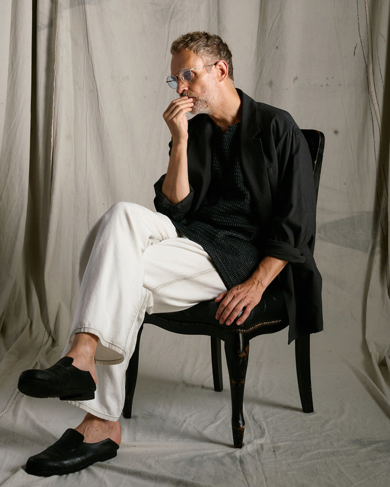 viscose linen double-breasted jacket