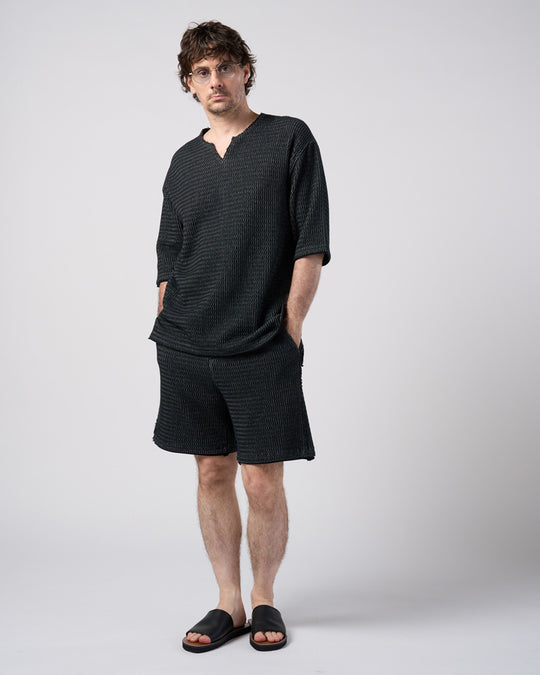 textured knit shorts