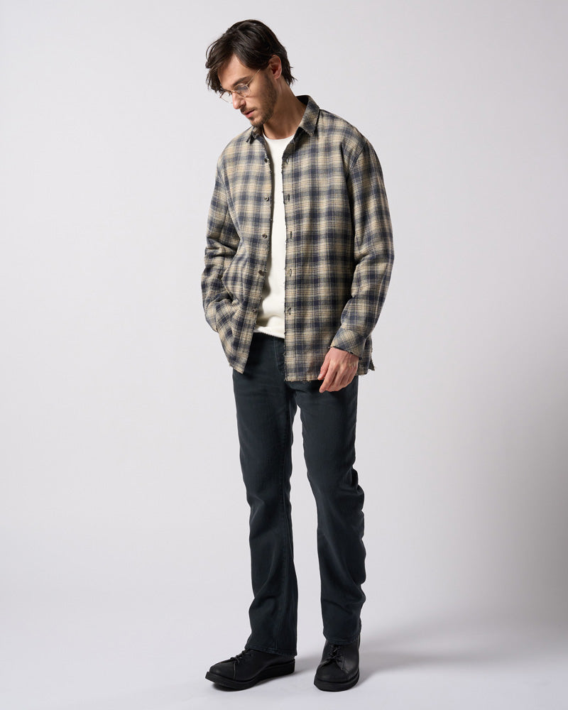 denim jersey 3D banana flare pants