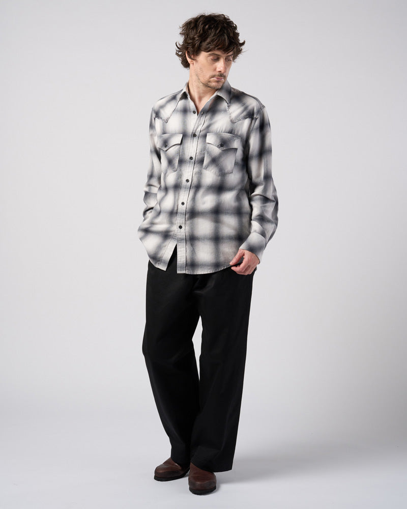 loose check western shirt