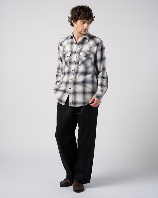 loose check western shirt