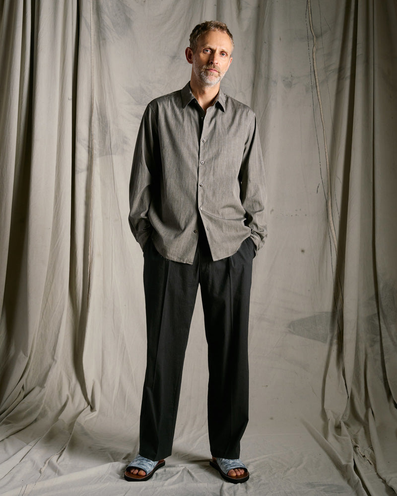 viscose linen semi-wide slacks