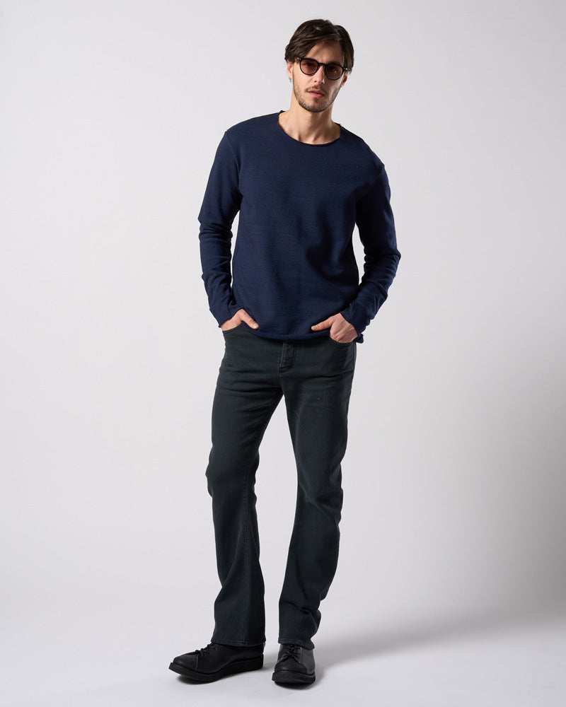 denim jersey 3D banana flare pants