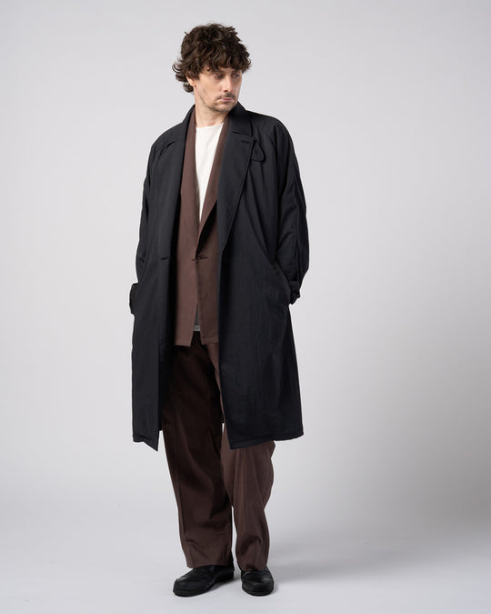 textured nylon double breasted coat