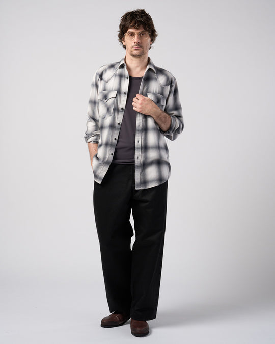 loose check western shirt