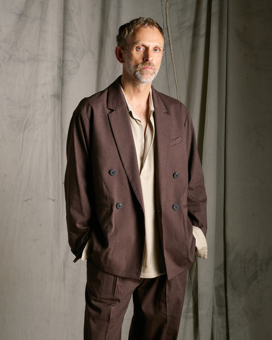 viscose linen double-breasted jacket
