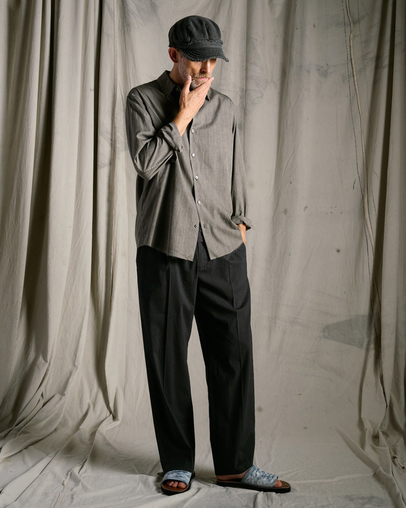 viscose linen semi-wide slacks