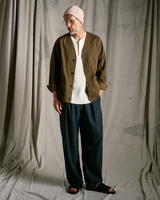 hard dry waffle fly-front henley S/S