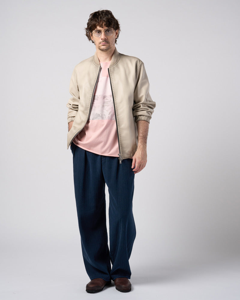 cotton linen herringbone aging wide trousers