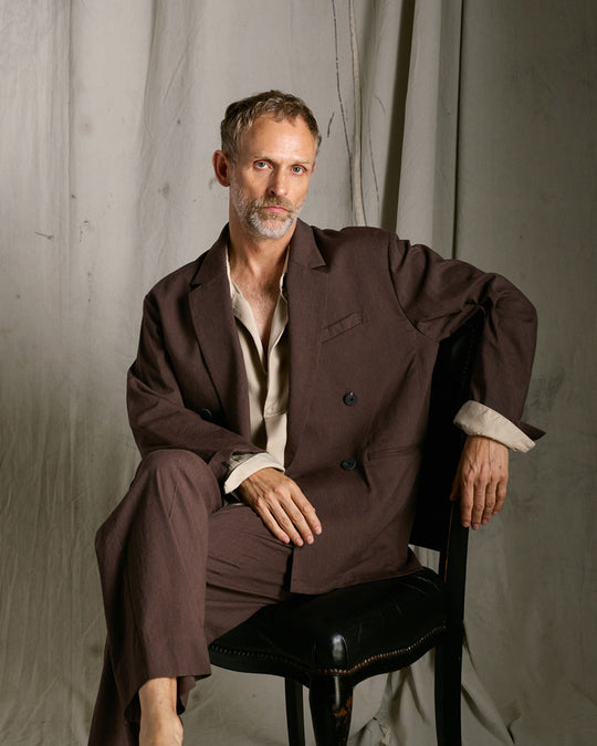 viscose linen double-breasted jacket