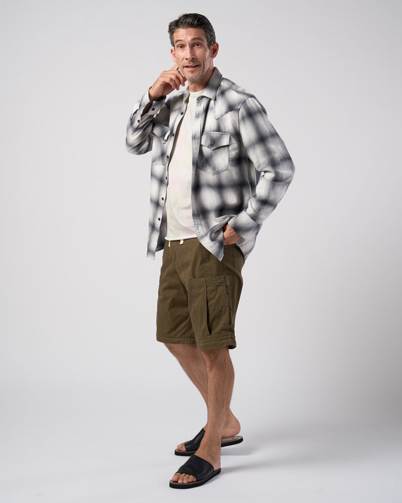 loose check western shirt