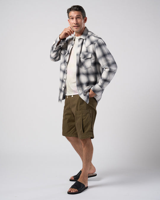 loose check western shirt
