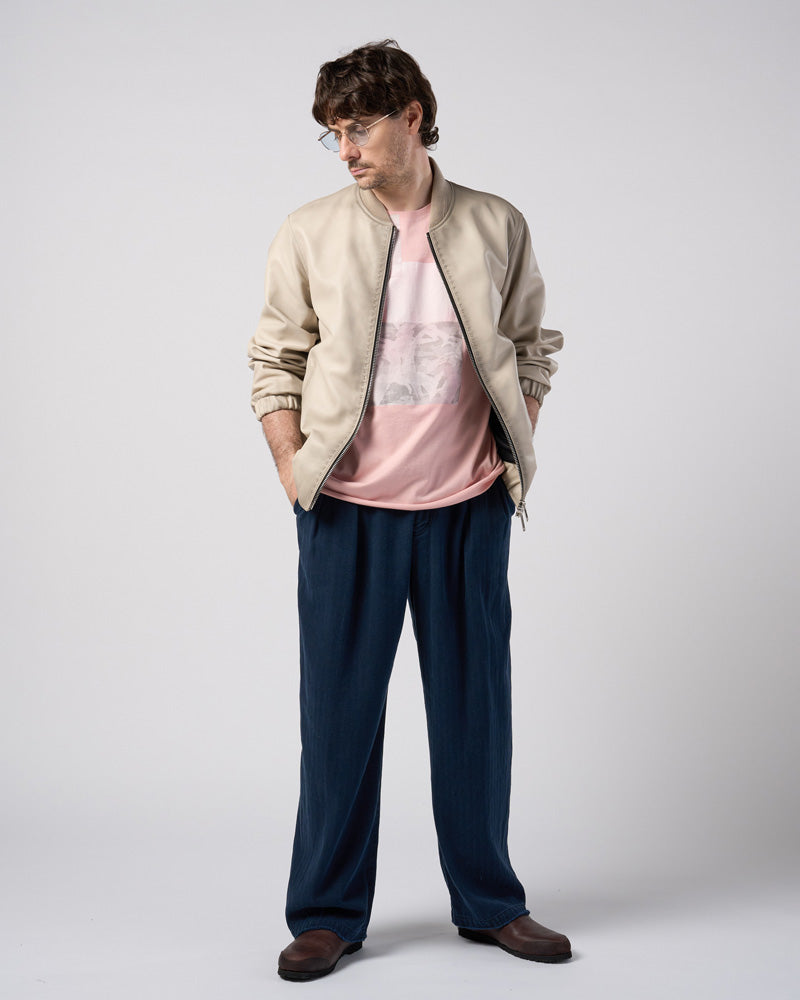 cotton linen herringbone aging wide trousers