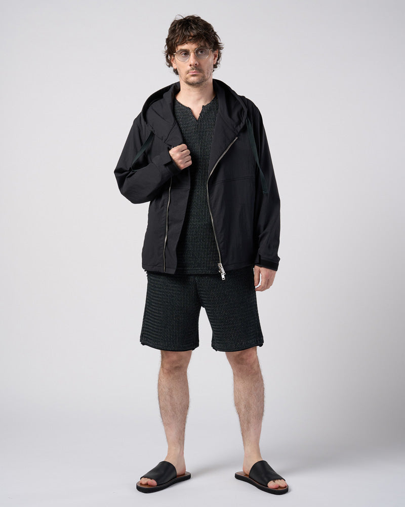 textured knit key-neck H/S