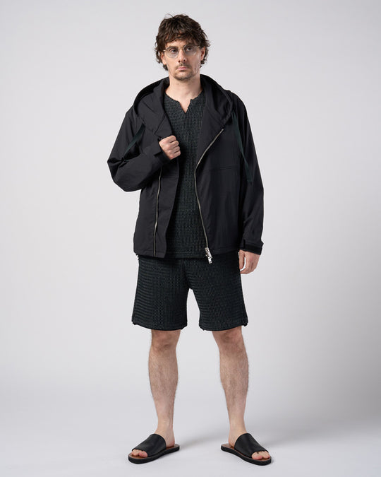textured knit key-neck H/S
