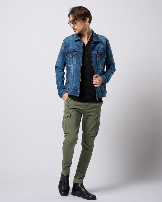 denim zip blouson