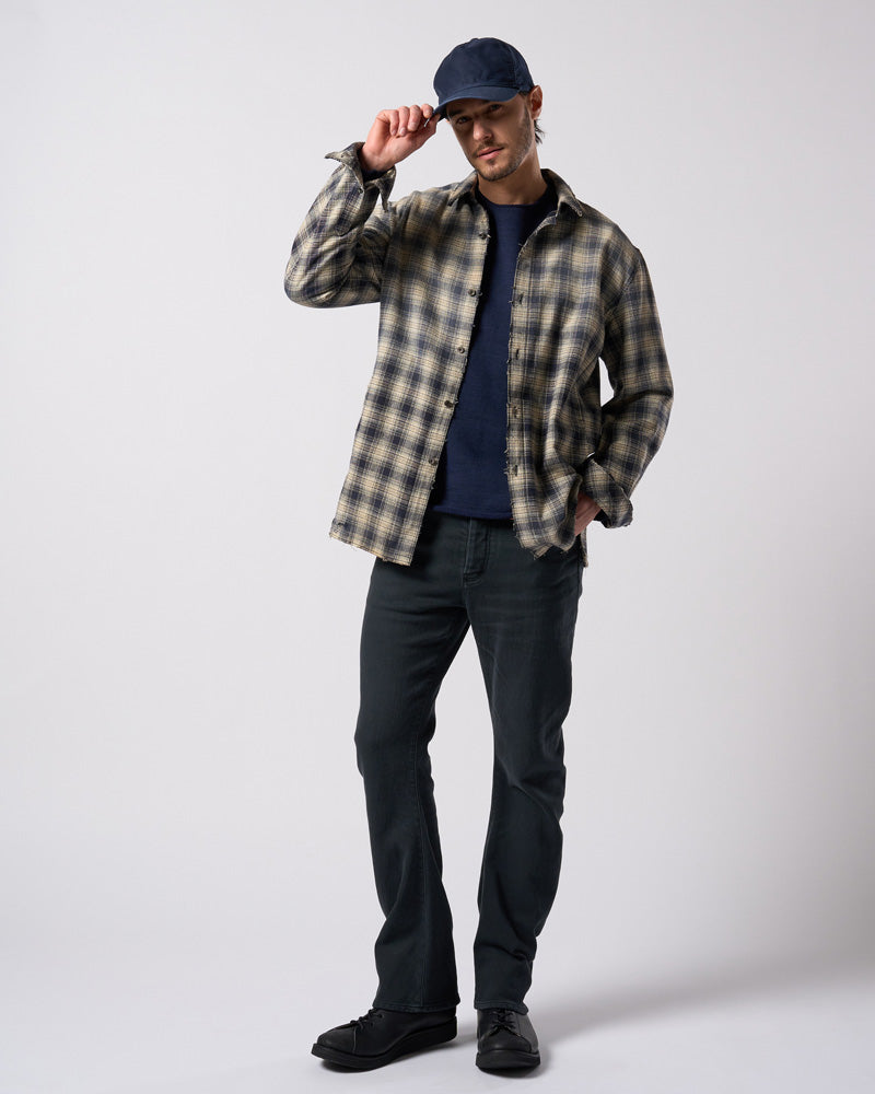 denim jersey 3D banana flare pants