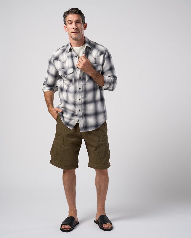 loose check western shirt