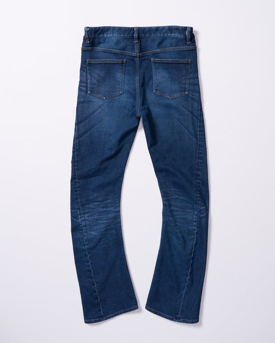 denim jersey 3D banana flare pants