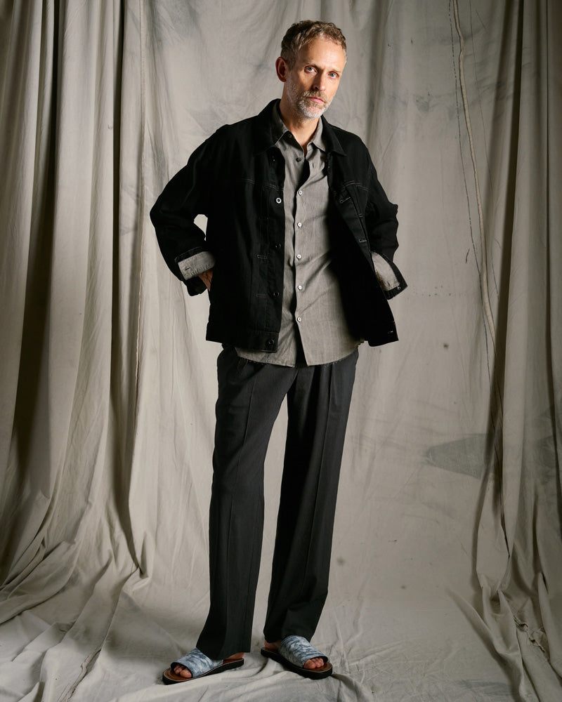 viscose linen semi-wide slacks