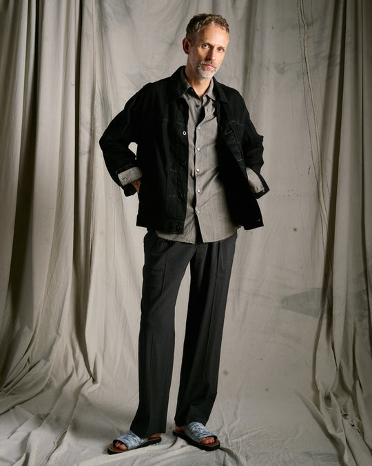 viscose linen semi-wide slacks