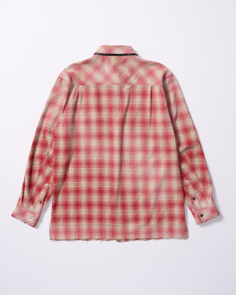aging loose check shirt