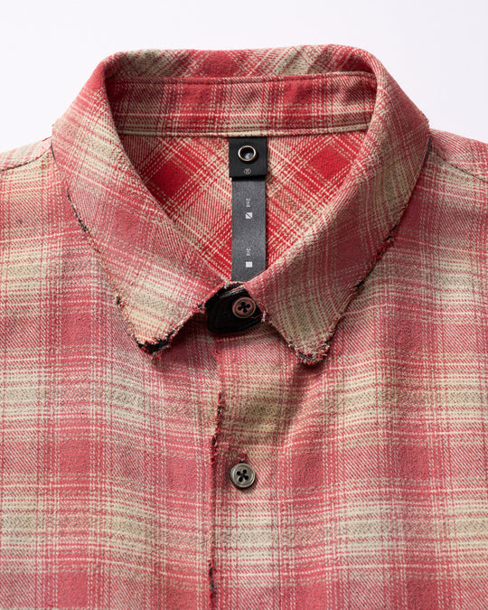 aging loose check shirt