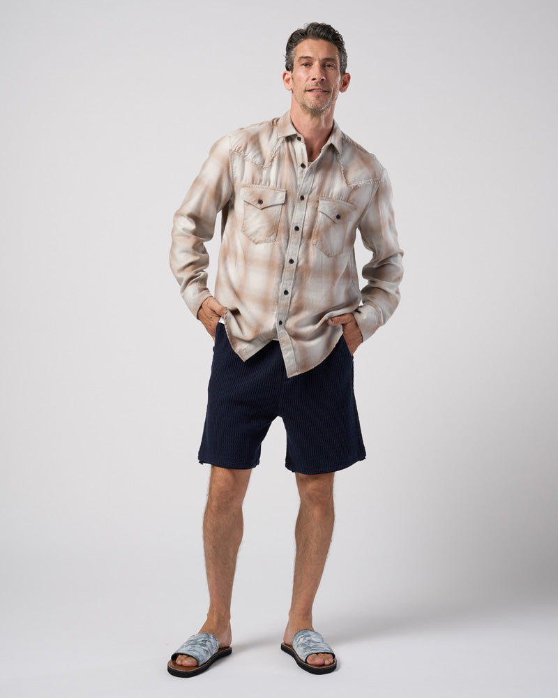 loose check western shirt